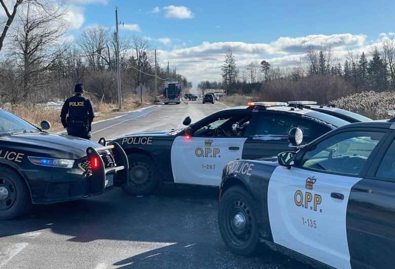 Ontario Provincial Police at the scene of a fatal crash in Caledon on Dec. 19, 2023.