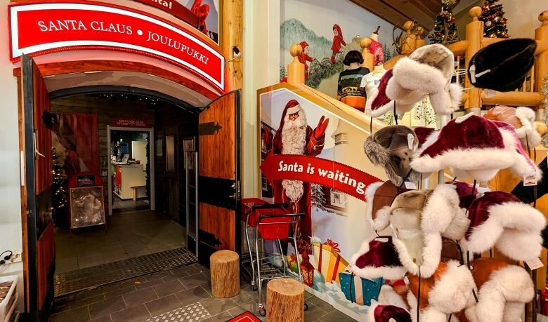 Inside a Santa-themed store.