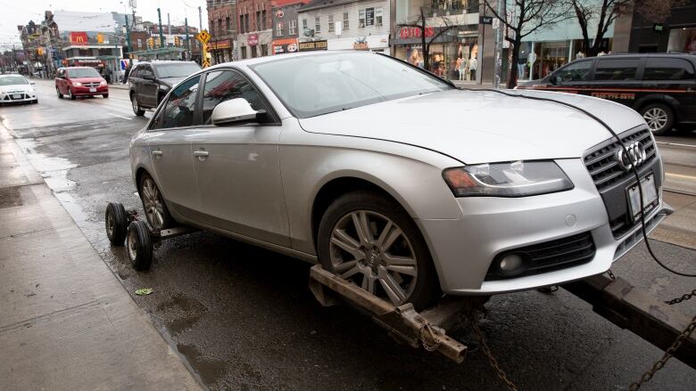 A car being towed.