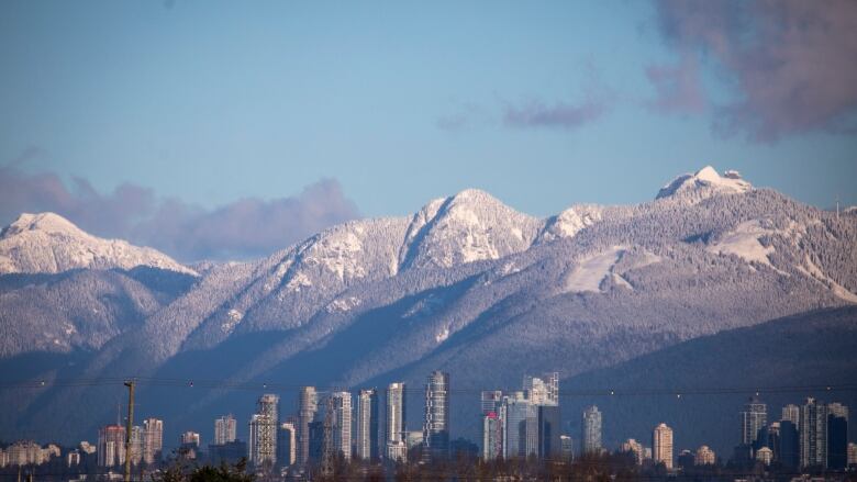 The North Shore mountains are pictured with fresh snow on Jan. 11, 2024. 