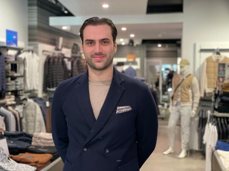 Mathieu Hunt pictured inside menswear store