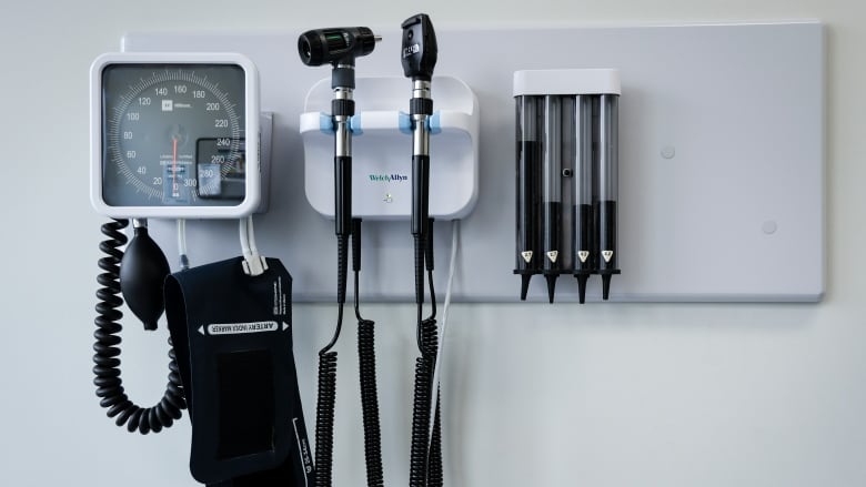 Medical tools are pictured in an exam room at a health clinic.