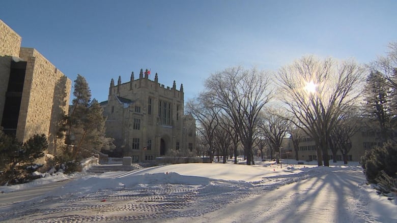 an outdoor photo of the University of Saskatchewan grounds in the winter