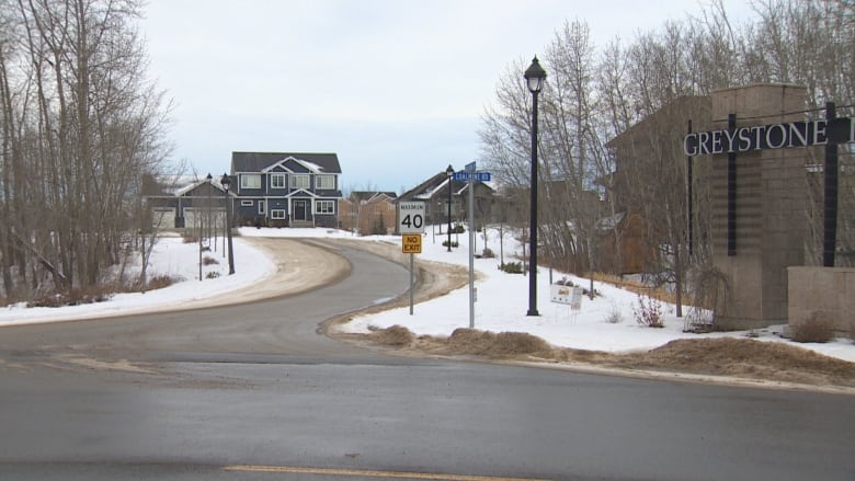 A neighbourhood is seen in winter.