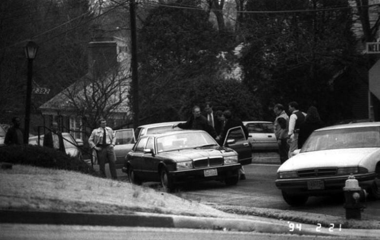 Aldrich Ames is seen being arrested outside his home on Feb. 21, 1994.