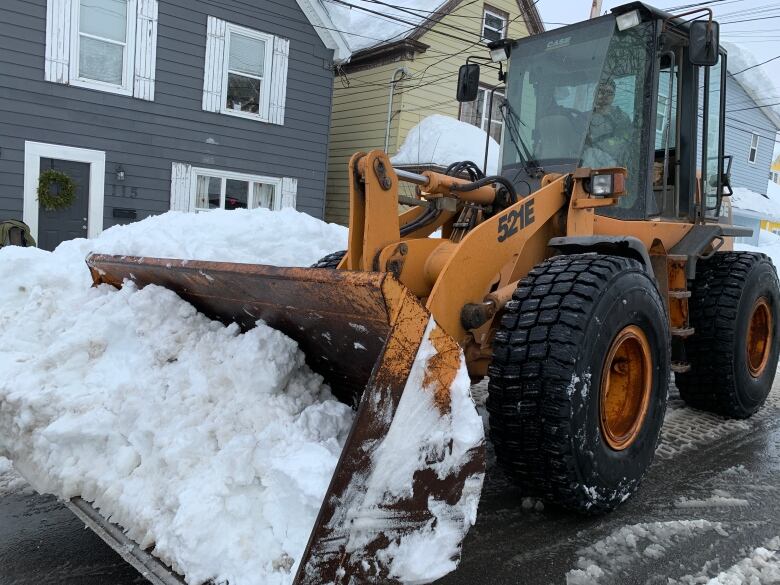 snow clearing with wheel loader.