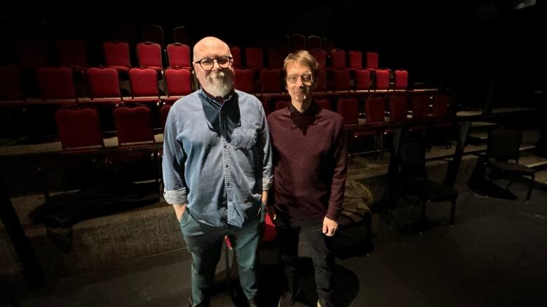 Dave Stewart and Pan Wendt stand in theatre at the Guild in Charlottetown.