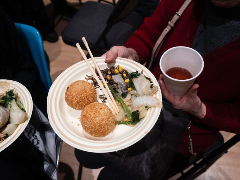 Different cultural food on a plate. 