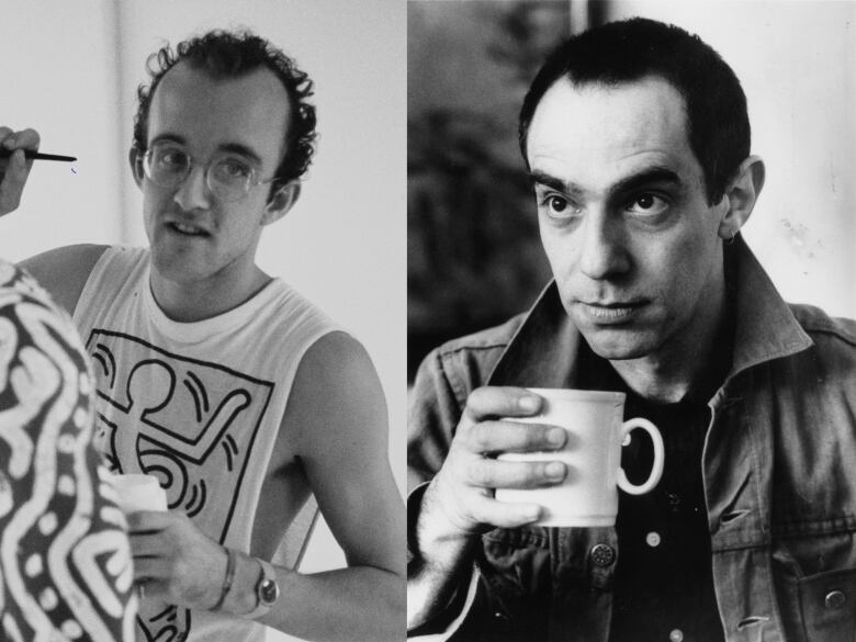 Artists Keith Haring and Derek Jarman pictured in side by side photos.