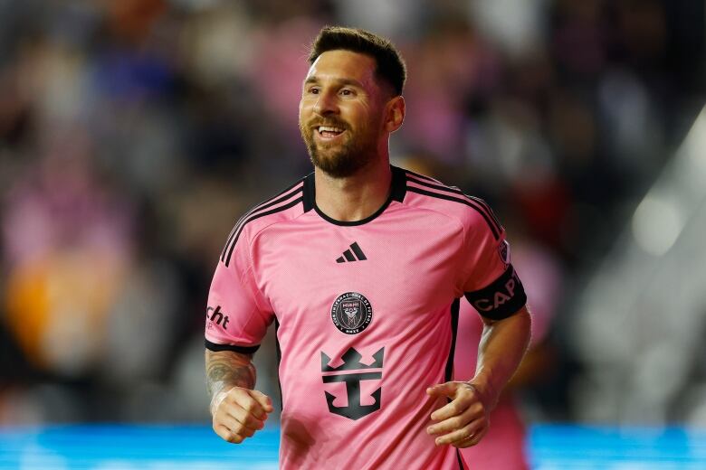 Lionel Messi #10 of Inter Miami reacts after a goal scored by teammate Robert Taylor #16 (not pictured) during the first half against Real Salt Lake