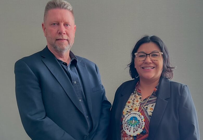 Peter Ballantyne Cree Nation chief Karen Bird stands with new community safety lead Troy Cooper