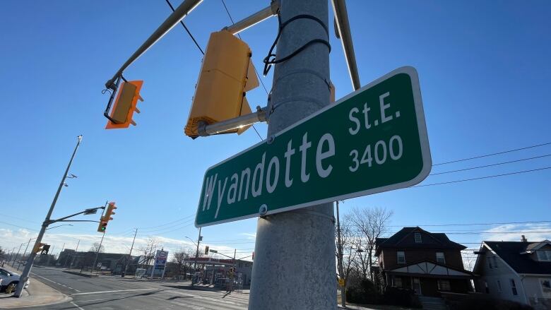 A street sign of Wyandotte Street East. 