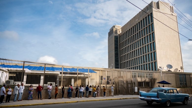 Cubans line up to enter the U.S. embassy in Havana on Jan. 9, 2024.