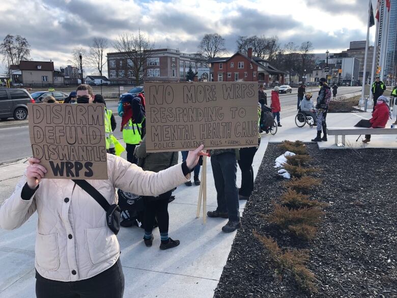 woman with signs