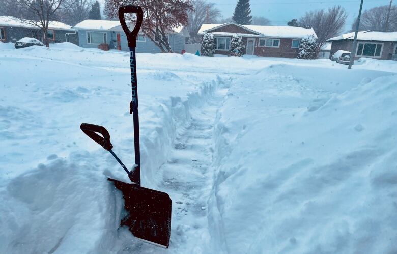 Dump of snow in Saskatoon front lawn