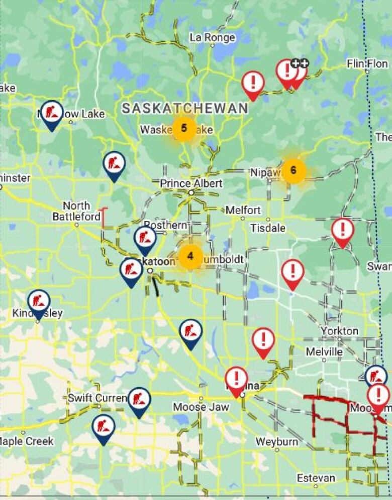 Saskatchewan highway hotline map