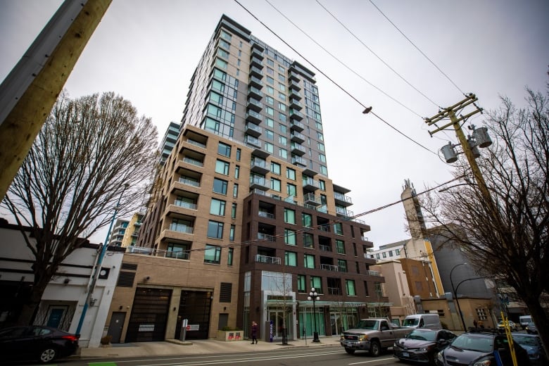 The exterior of the Vivid condominium building in Victoria.