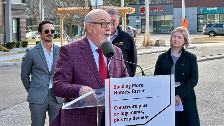 Tecumseh mayor Gary McNamara spoke at a funding announcement on Monday. $4.4 million is being directed to housing in the town.