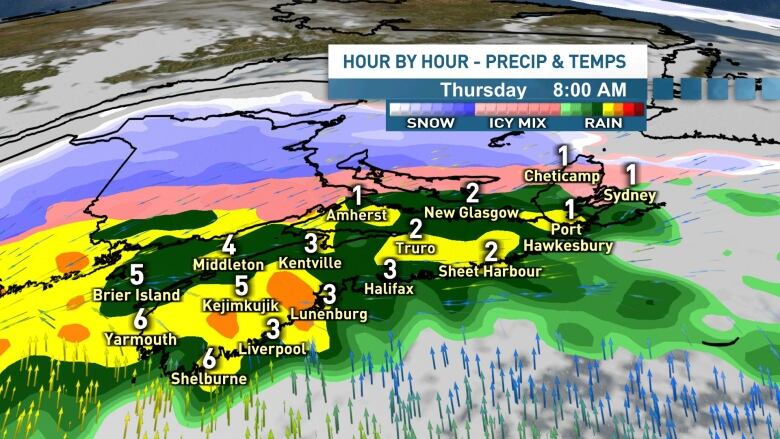 Periods of heavy rain across Nova Scotia on Thursday morning.