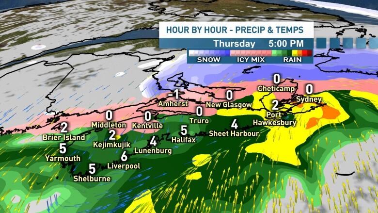 Rain will turn to freezing rain in Northern Nova Scotia on Thursday afternoon.