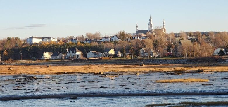 A small town located next to the river. 