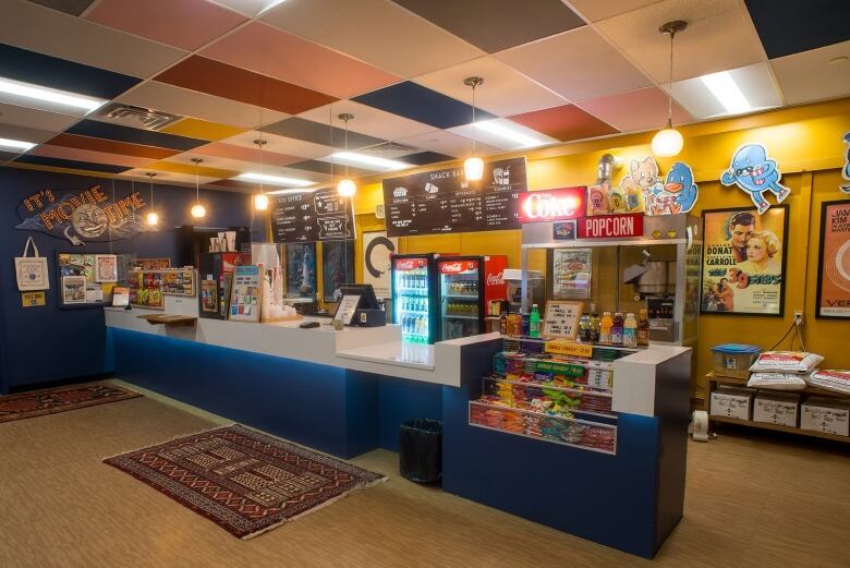 A movie theatre concession stand. 