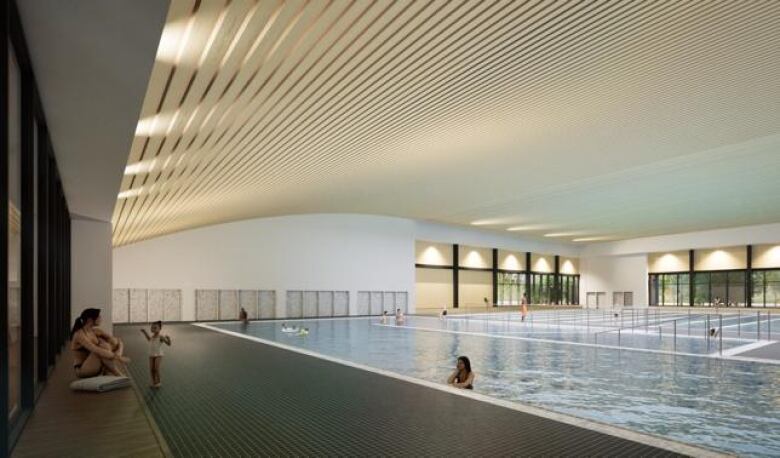 Concept drawing of an aquatics facility.