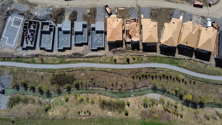 An overhead image of new-home construction.