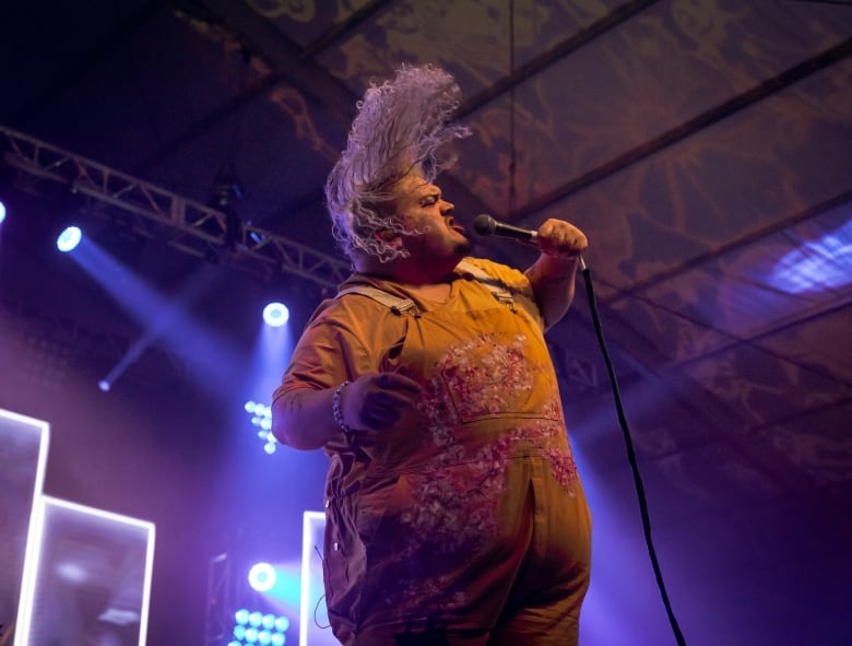 Ottawa musician Talk performs onstage at the Juno Block Party in Halifax.