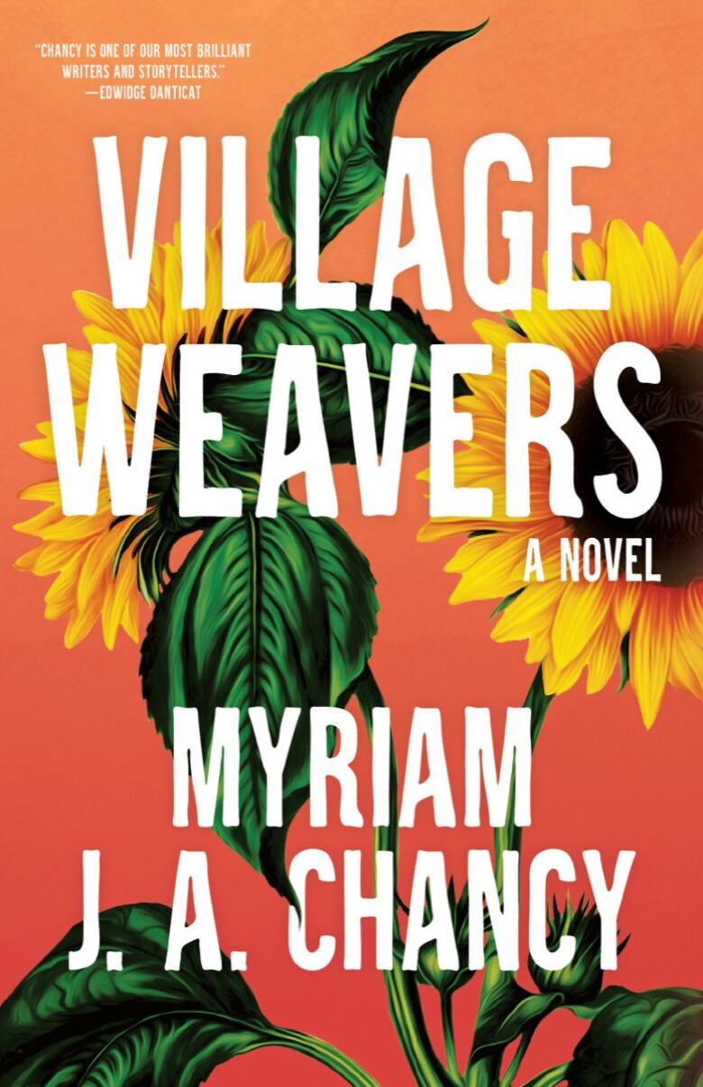 An orange book cover featuring sunflowers and white text.