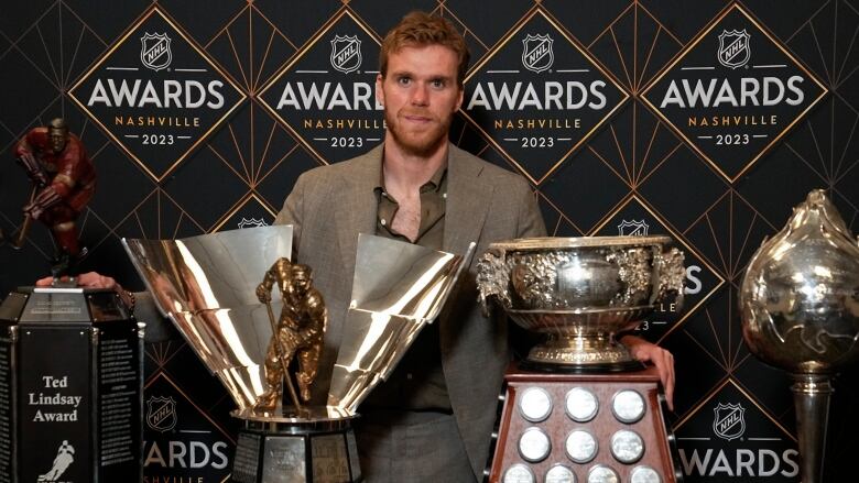 Hockey star Connor McDavid is seen at the NHL Awards in June 2023.