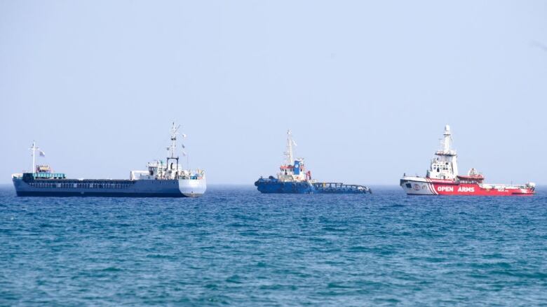 Three aid ships on the water near Cyprus.