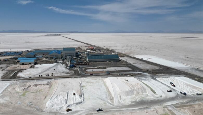 An industrial plant to produce lithium carbonate, used to manufacture lithium batteries, stands after its opening ceremony in the Uyuni salt desert on the outskirts of Llipi, Bolivia