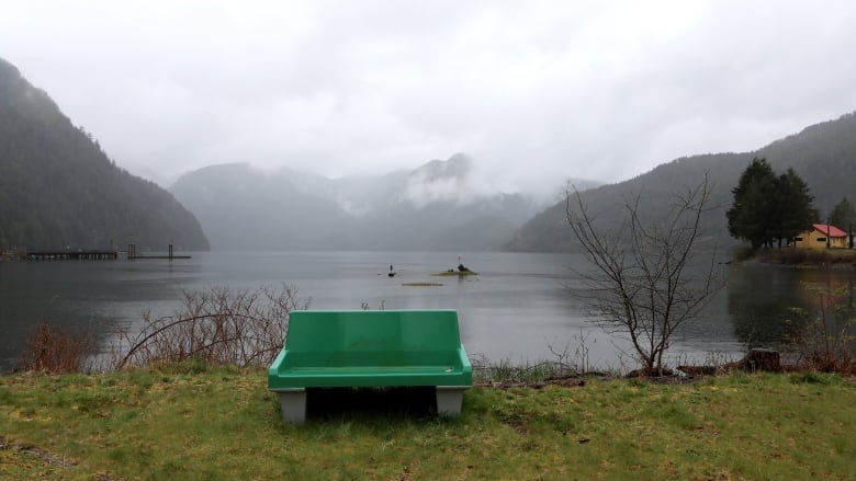 A bench on the edge of the ocean.