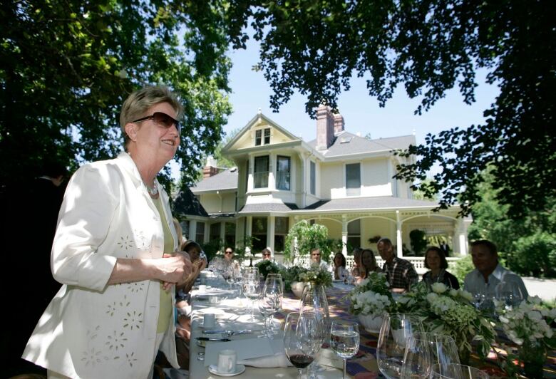 Eleanor Coppola (at left) is seen welcoming auction goers to an event in Rutherford, Calif., in June 2008.