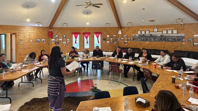 BelindakakiyoswDaniels works this week with participants in a cultural mentorship program at Sturgeon Lake First Nation. 