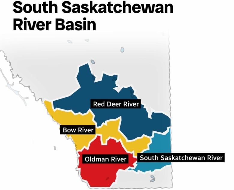 A map of the South Saskatchewan River Basin.