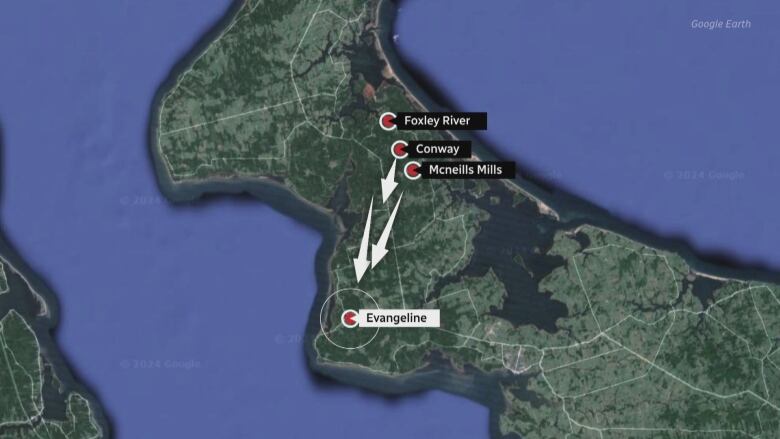 A map showing communities where zoning is changing in Prince County.