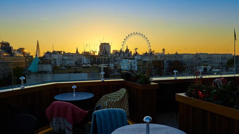 Rooftop sunset view from Hotel Trafalgar