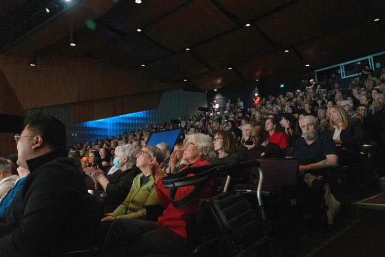 The crowd listens in to the first NDP leadership debate for Alberta. 