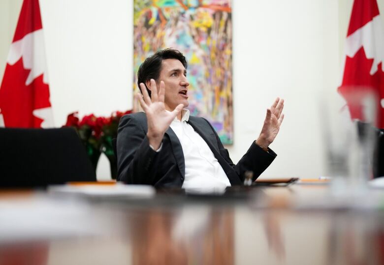 Prime Minister Justin Trudeau takes part in an interview at the Office of the Prime Minister and Privy Council in Ottawa on Monday, Dec. 11, 2023.