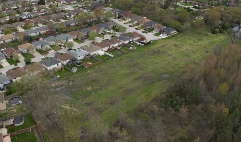 Drone footage of North Talbot Road land in south Windsor that a developer is considering turning into 86 townhouse units.