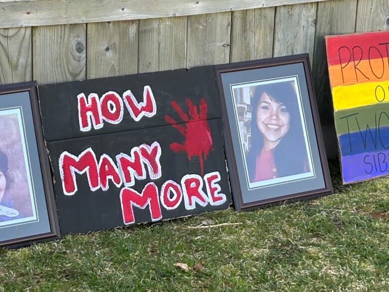 Sign that says How Many More with photo of Indigenous girl.