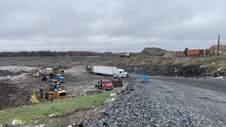 Trucks at landfill