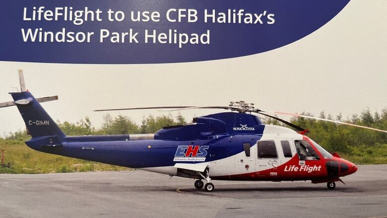 A postcard with a picture of a helicopter on it.