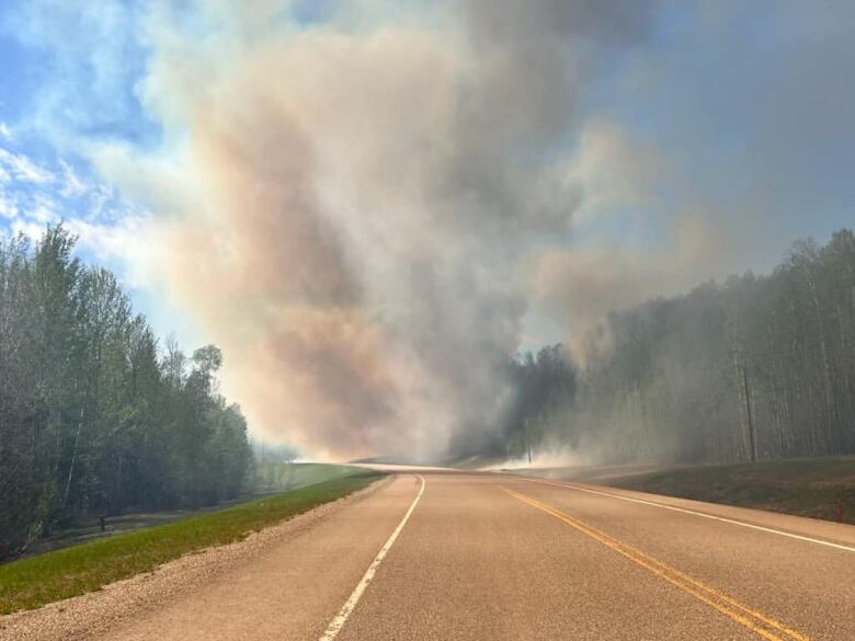 Smoke on a highway.