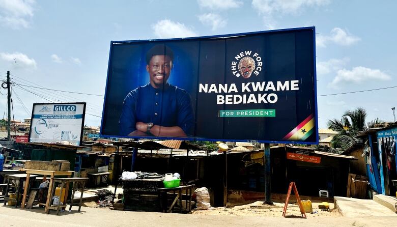 A billboard for the campaign of Ghanian presidential hopeful Nana Kwame Bediako is seen in Accra, Ghana. 