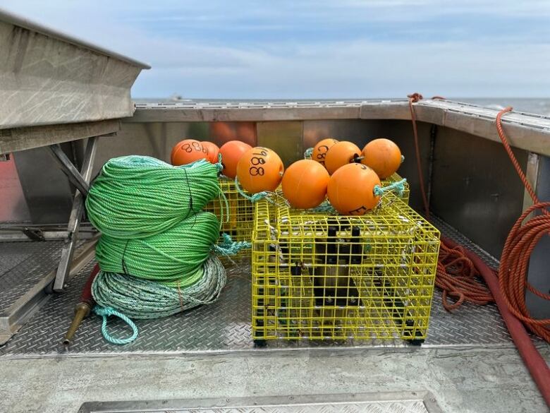 Fishing gear on a boat.