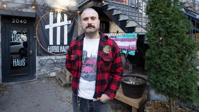 Sergio Da Silva, co-owner of the Turbo Haus nightclub, poses in front of the club Friday, Nov. 24, 2023 in Montreal. 