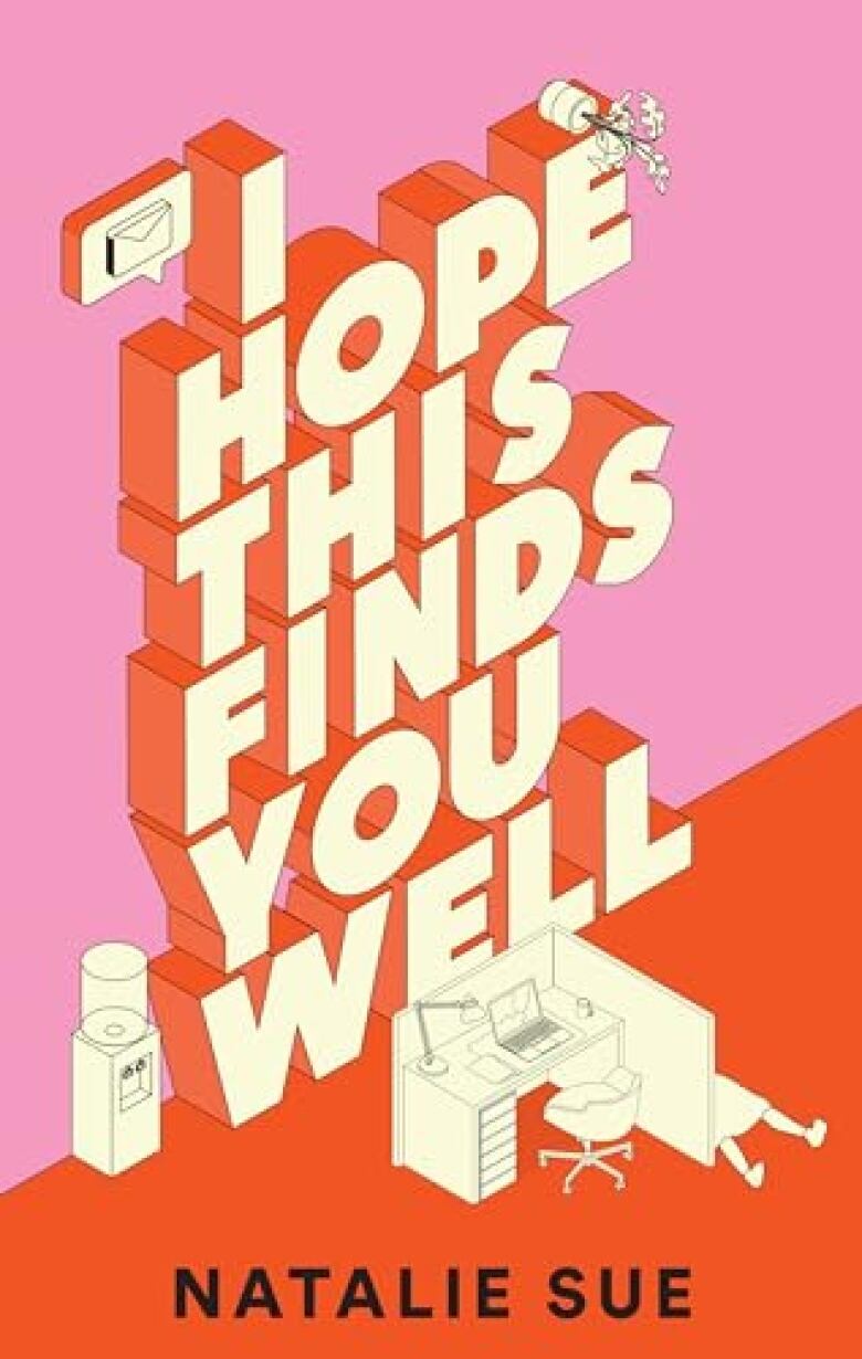 I Hope This Finds You Well by Natalie Sue. Illustrated book cover of an office cubicle and a water cooler station.